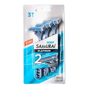 Derby Samurai Platinum 2 Vienkartiniai skusutvai , 3 vnt.
