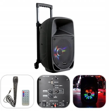 Muzikinis centras Party Light&sound bluetooth Led 8'' 300w kolonėlė su akumuliatoriumi ir mikrofonu