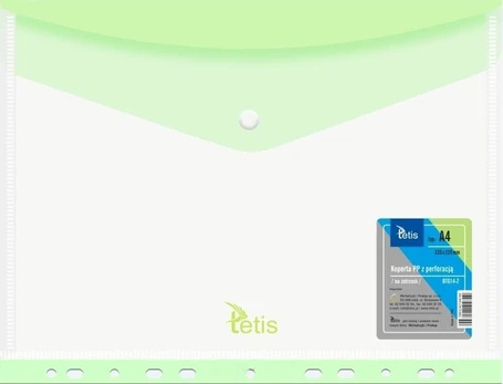 Žalias A4 Pp vokelis su užsegimu ir perforacija