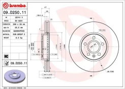 Stabdžių diskas BREMBO 09.D250.11 kaina