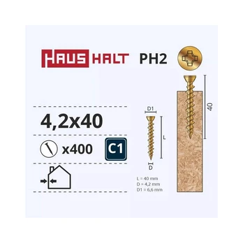 Medsraigtis Haushalt PH, 4.2 x 40 mm, geltona, 400 vnt.