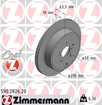 Stabdžių diskas ZIMMERMANN 590.2826.20