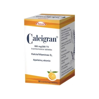 CALCIGRAN 500 mg/200 TV kramtomosios tabletės N30