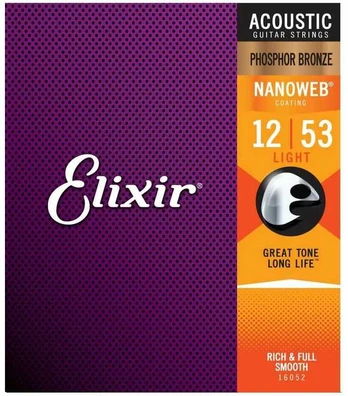 Elixir Eliksyras 16052 Nanoweb Phosphor Bronze 12-53