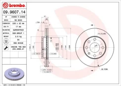 Stabdžių diskas BREMBO 09.9607.14 kaina
