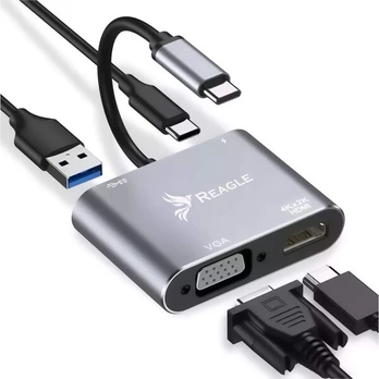 Adapteris Reagle HUB USB-C HDMI 4k VGA