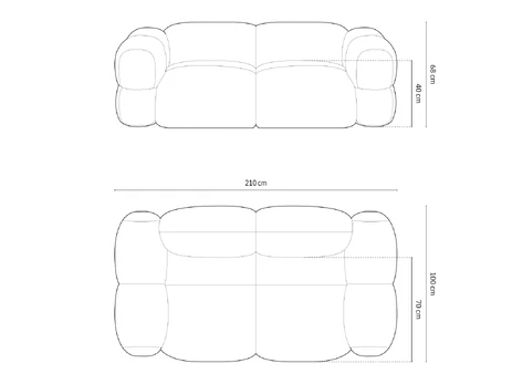 Sofa, "Loretto", 3 Seats, 210x100x68 Made in Europe