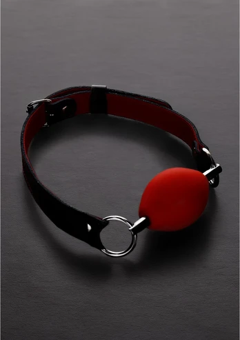 Ouch! Oval Silicone Gag with Adjustable Leather Straps 42.5mm Black