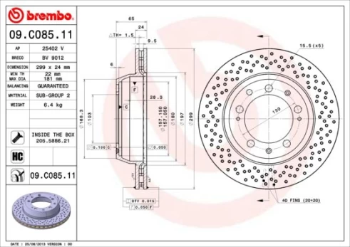 Stabdžių diskas BREMBO 09.C085.11