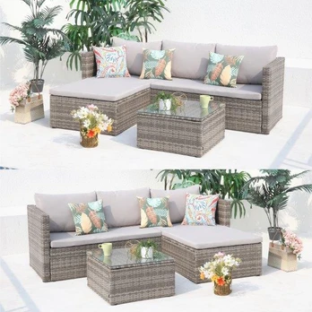 Pintų lauko baldų komplektas, sofa ir staliukas
