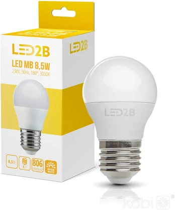 9W LED lemputė MB, E27, balta, 3000K, 180°