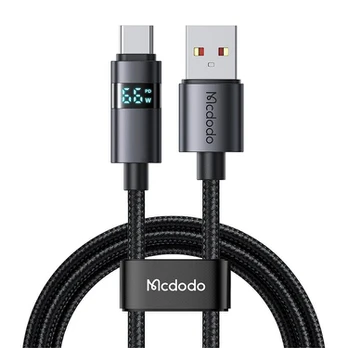 MCDODO KABELIS SU EKRANU USB-C GREITASIS ĮKROVIMAS USB C TIPO 5A 66W 1M