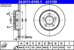 ATE 24.0111-0155.1 Brake Disc kaina