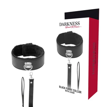 Antkaklis su pavadėliu ir kailiu DARKNESS