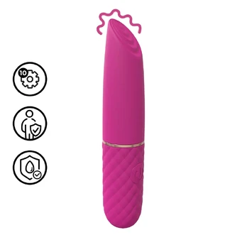 Mini Lipstick Vibrator Pink - Compact Rechargeable Massager 10 Modes
