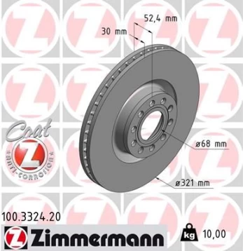 Stabdžių diskas ZIMMERMANN 100.3324.20