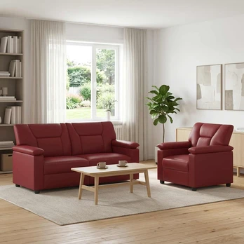 Sofa Sofos komplektas 2 vnt. Vyno raudona Dirbtinė oda