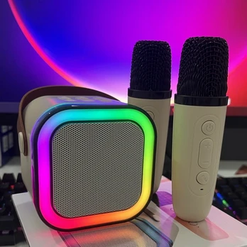 Karaoke kolonėlė su dviem mikrofonais