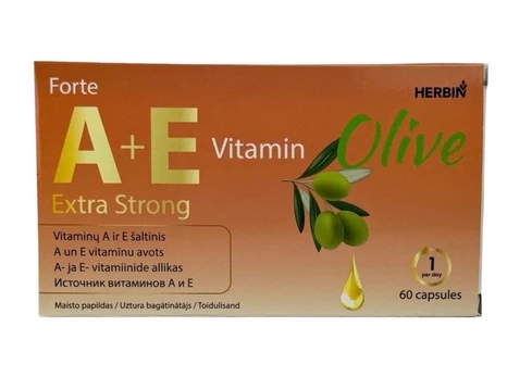 Herbin Vitaminai A E strong alyvuogių aliejuje (retinolio palmitatas), 60 kapsulių