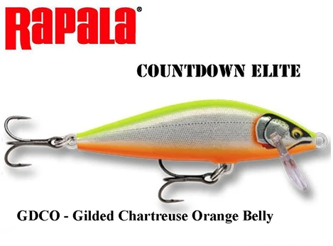 Vobleris Rapala CountDown Elite GDCO - Gilded Chartreuse Orange Belly 7.5 cm