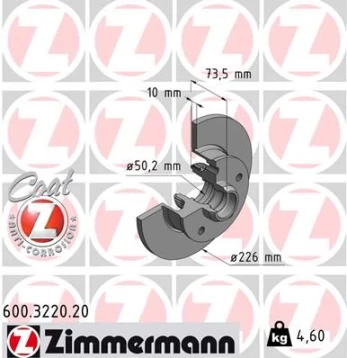 Stabdžių diskas ZIMMERMANN 600.3220.20