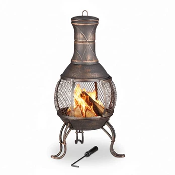 Relaxdays Chiminea Varis/Juoda, Plienas, Ketaus