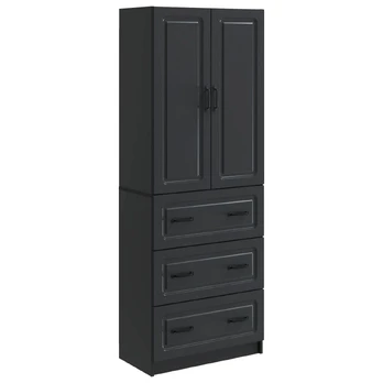 Spintelė 2 pcs Juoda 66 x 34,5 x 87 cm Apdirbta mediena