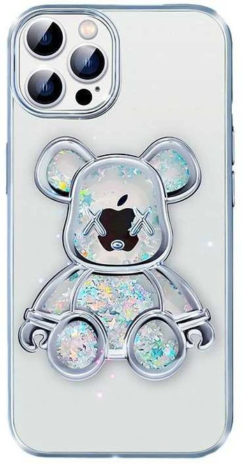 iLike iPhone 15 Pro Max silikoninis dėklas Spausdinti Desire Bear Apple Silver