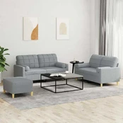 Sofa Sofos komplektas su pagalvėmis, 3 dalių, pilkas, audinys kaina