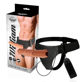 Sekso diržas - dildo HARNESS ATTRACTION WILLIAN STRAP-ON EXTENDER VIBRATOR 17 x 4,5 cm
