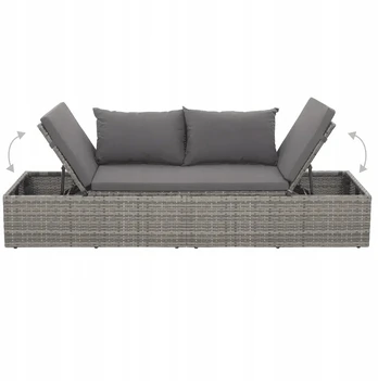 Sodo sofa, pilka, 195 x 60 cm, Pe ratanas