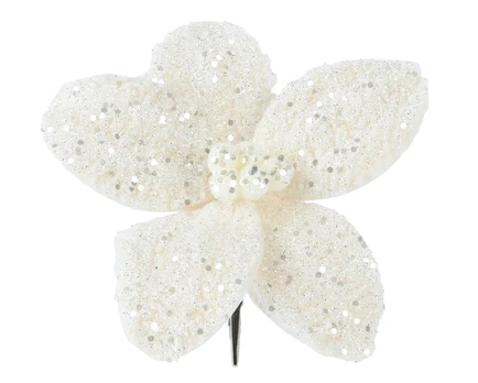 Dirbtinė gėlė, puansetija, balta sp., 18 cm