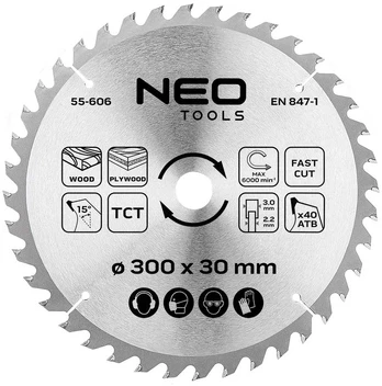 Neo Tools Diskinio pjūklo diskas, Widia, 300 x 30 mm, 40 dantų