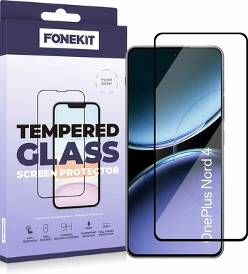 FoneKit Full Cover -panssarilasi, OnePlus Nord 4, musta