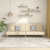 Dvivietė sofa-lova, kreminės spalvos, audinys kaina