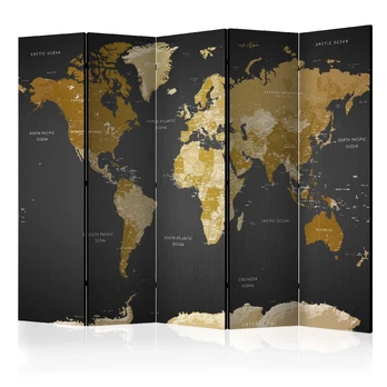 Artgeist Pertvara - Room divider - World map on dark background 225x172