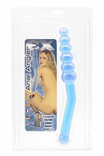 ANAL ANGLER Clear Blue Dual-Ended Flexible Beaded Model