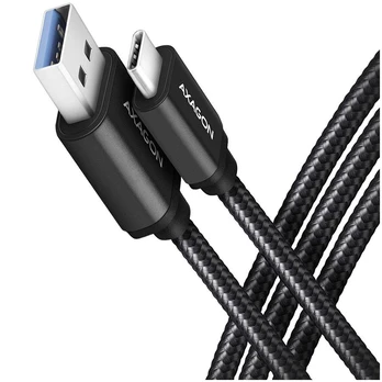 Axagon Data and charging USB 3.2 Gen1 cable lengh 1.5 m. 3A. Juodas braided.
