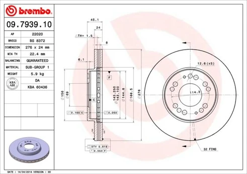 Stabdžių diskas BREMBO 09.7939.10