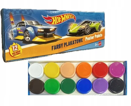 St. Majewski Hot Wheels Plakatinių Dažų Rinkinys – 12 Spalvų