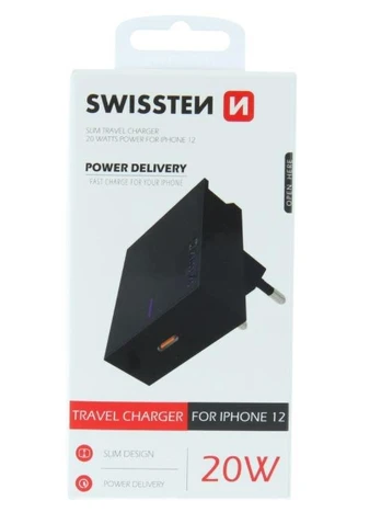 Telefono įkroviklis Swissten, USB Type C/AC/DC, 1.2 m