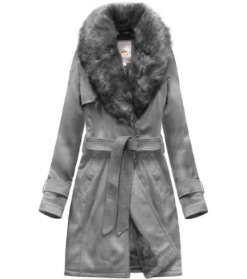 SUEDE JACKET WITH FUR GRAY (6515) striukė