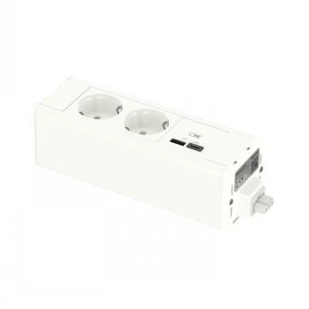 SCHNEIDER ELECTRIC UNICA SYSTEM+ MOD.UNIT 2XSCHUKO+USBA/C Baltas