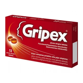 GRIPEX plėvele dengtos tabletės N12