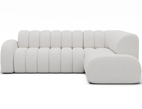 Villeo corner sofa with sleeping function and extendable seat, white chenille, right-hand, Modern, White