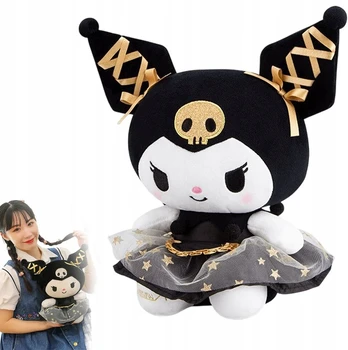 Kuromi juodas 30 cm pliušinis žaislas, malonus liesti