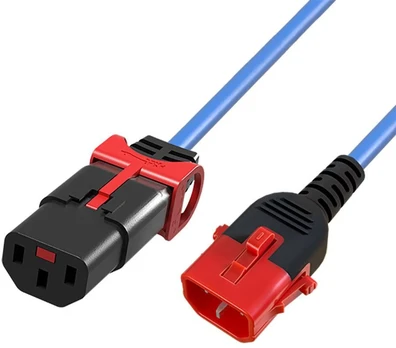 MicroConnect Powercord C13 IEC Lock+ - C14 IEC Lock Dual Locking mėlynas