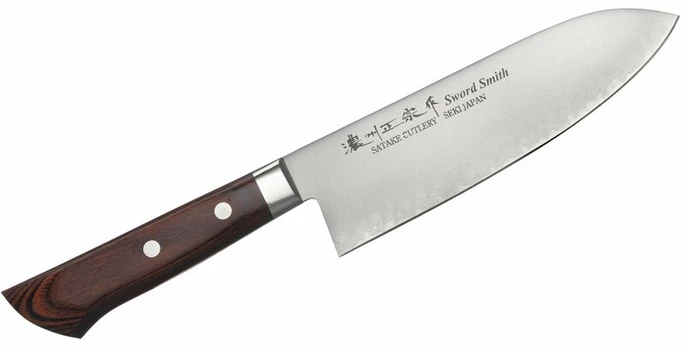 Raudonmedžio Santoku peilis 17 cm Satake Unique