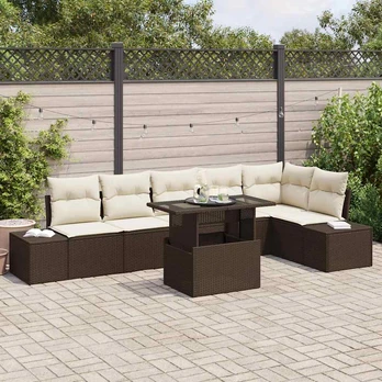 Sodo Sofa Rinkinys 7 Vnt. Ruda Ratanas Sodas Sofa Su Sandėliavimu