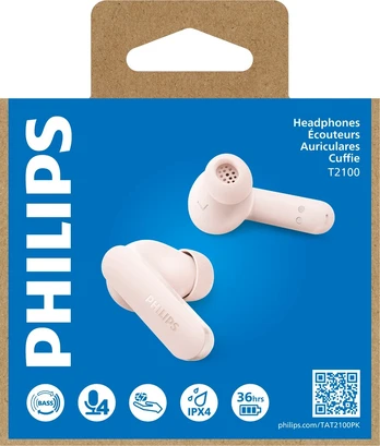 Tikros belaidės ausinės Philips, rožinė